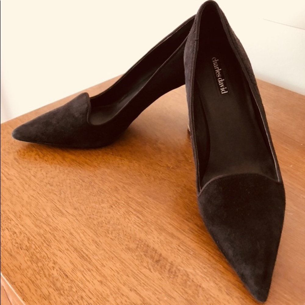 Charles David Black Suede Heels